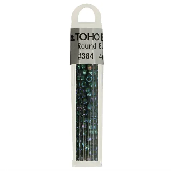 th8-0384 Kralen Toho Glaskralen rond 3 mm 4g kleur 0384 Groen Paars