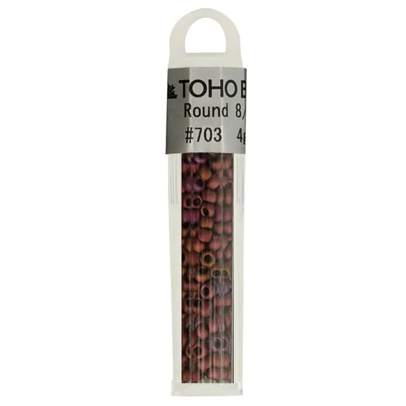 th8-0703 Kralen Toho Glaskralen rond 3 mm 4g kleur 0703 Bruin Paars Rood