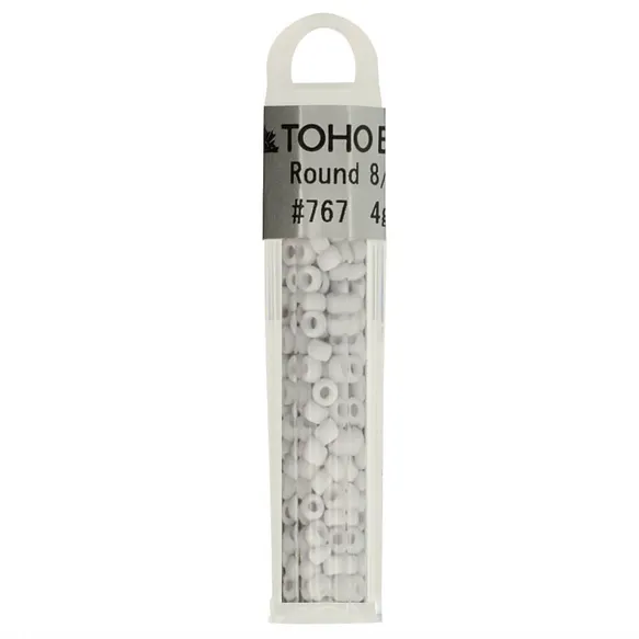 th8-0767 Kralen Toho Glaskralen rond 3 mm 4g kleur 0767 Grijs Wit