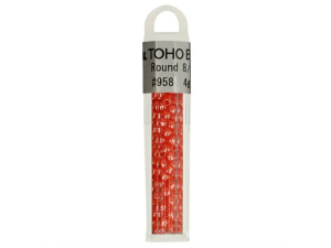 Kralen Toho Glaskralen rond 3 mm 4g kleur 0958 Oranje Rood