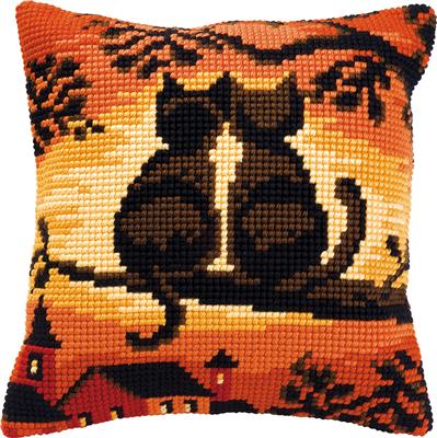 Kruissteekkussen kit Poezen op tak - Vervaco - PN-0008662 40 x 40 cm