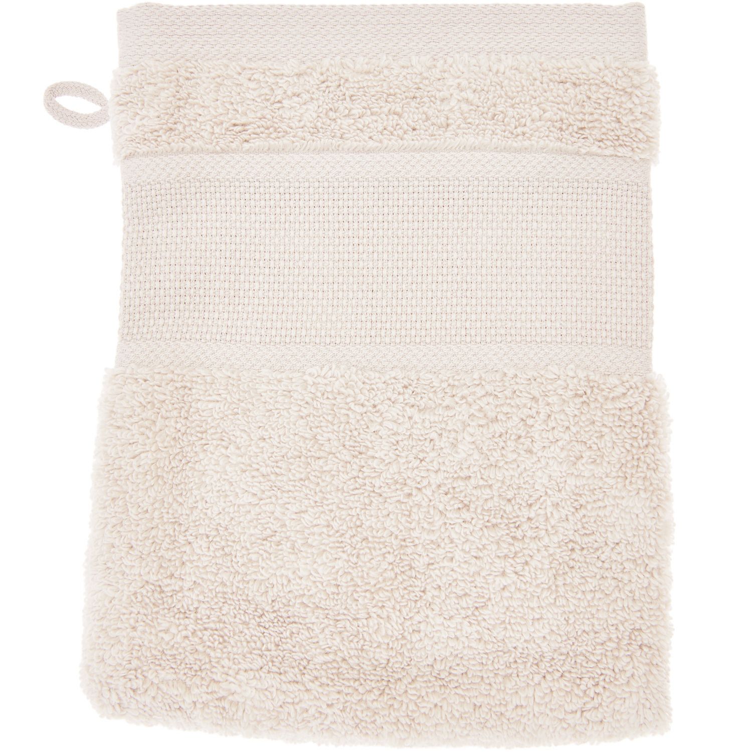 Rico washandje met borduurrand 15 x 21 cm kleur Beige 740276.23