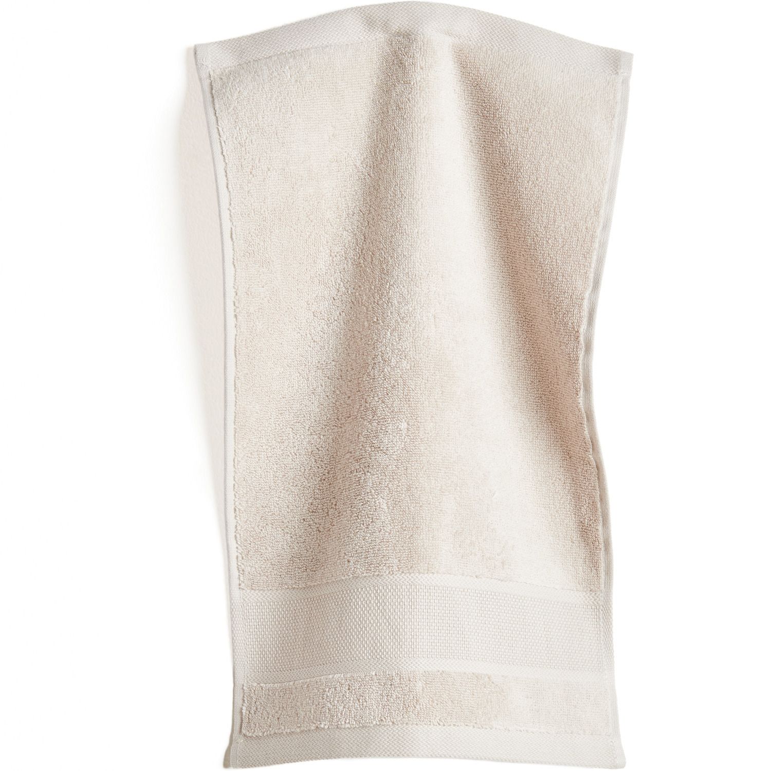 Rico washandje met borduurrand 15 x 21 cm kleur Licht Beige