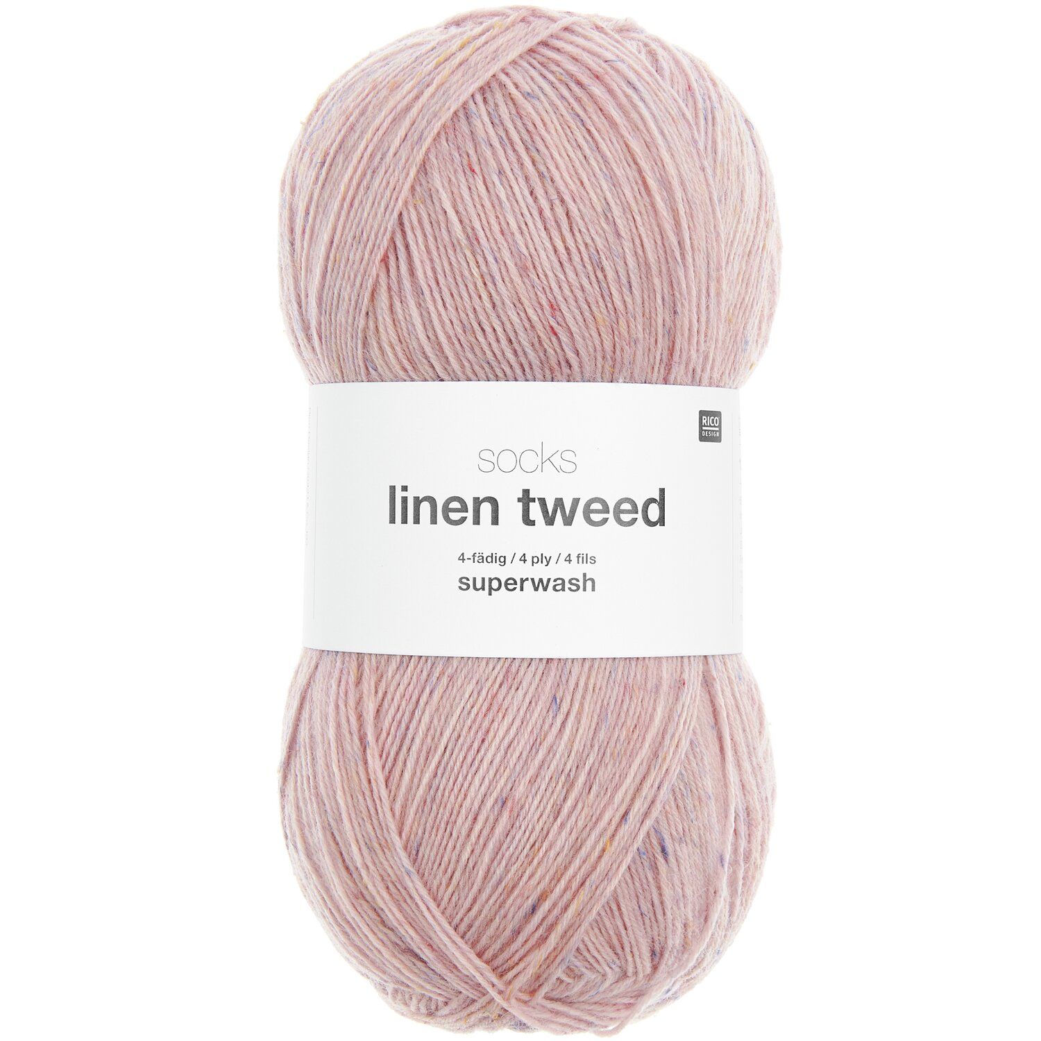Rico Socks Linen Tweed 4 draads Superwash kleur 002 Roze