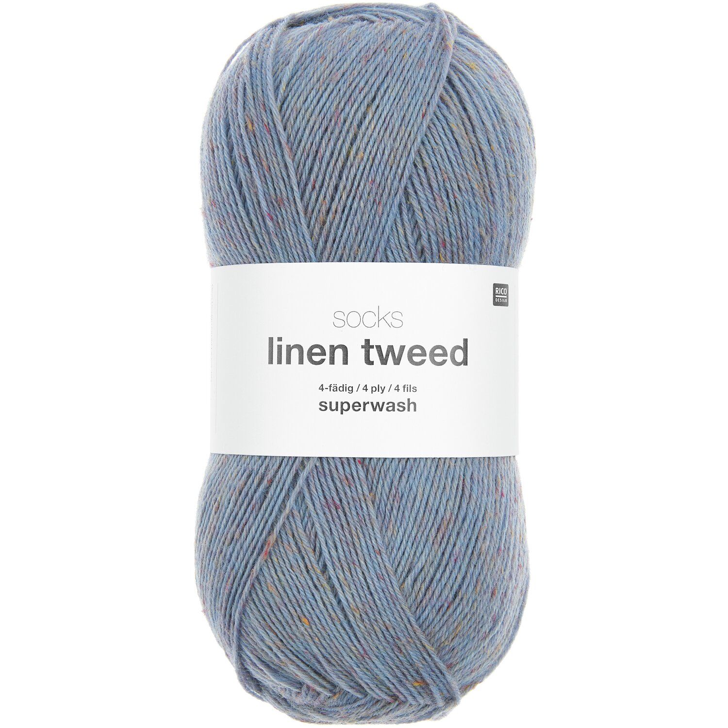 Rico Socks Linen Tweed 4 draads Superwash kleur 005 Blauw