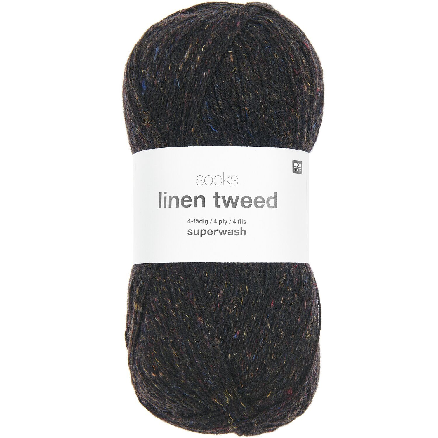 Rico Socks Linen Tweed 4 draads Superwash kleur 007 Zwart