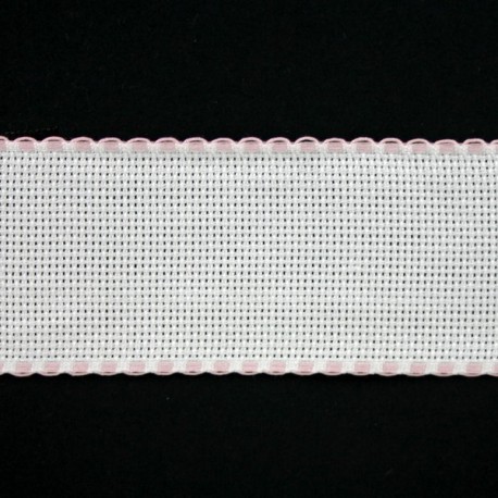 Aidaband 5 cm wit rand roze