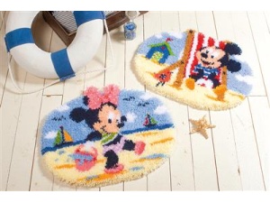 Vervaco Knoopvormtapijt kit Disney Mickey in strandstoel 55 x 45 cm