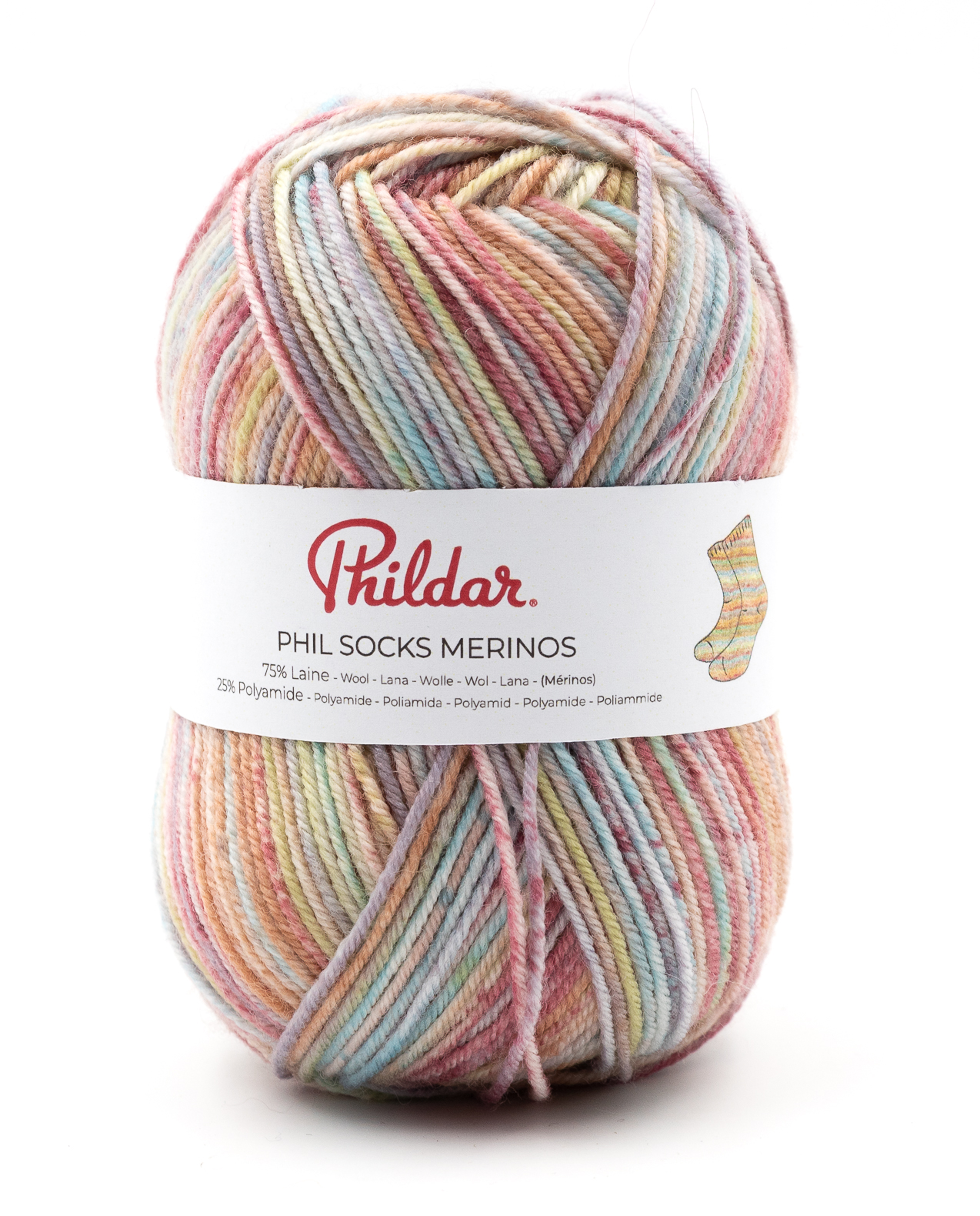Phil BABY + SOCKS MERINOS (1) Phildar Phil Socks Merinos kleur 2083 Salade de fruits