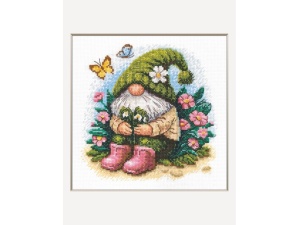 Borduurpakket Blossom Gnome – Aine, kruissteek 20 x 20 cm