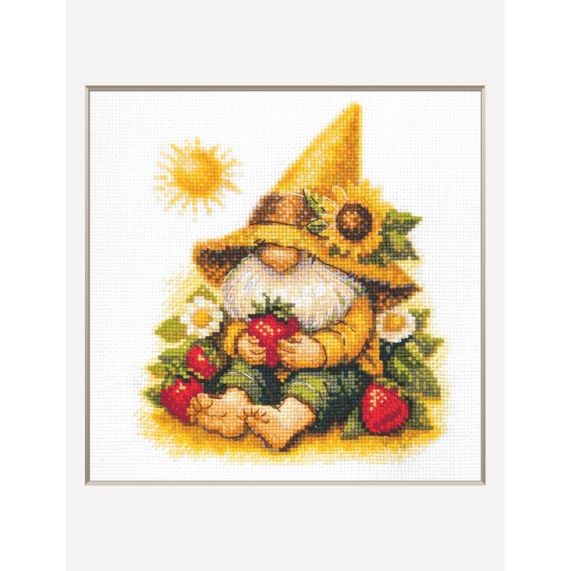 borduurpakket-sunshine-gnome-aine Borduurpakket Sunshine Gnome – Aine, kruissteek 20 x 20 cm